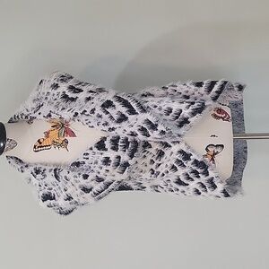 LIQUID black & white knitted eyelash vest shrug.  Soft and warm.  Size is S/M.